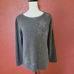 Charter Club Gray Star Embellished Sweater